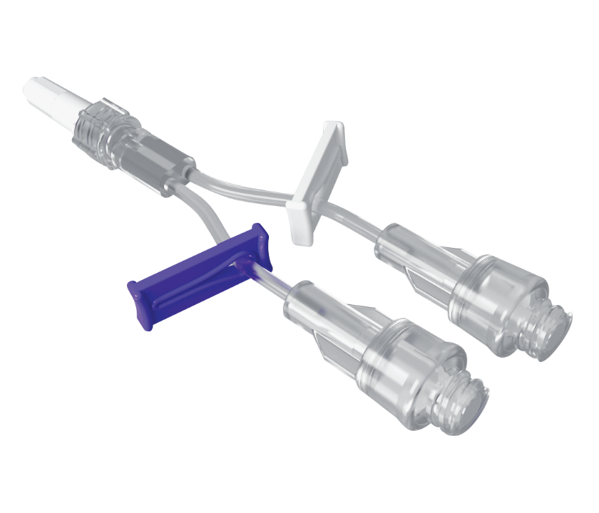 Puerto de válvula sin aguja con doble lumen